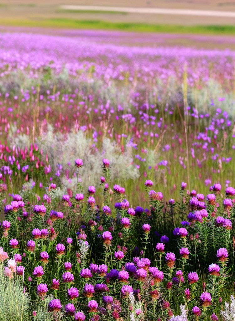 Colorful wildflowers in a prairie