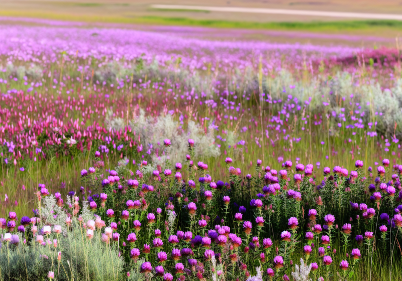 Colorful wildflowers in a prairie