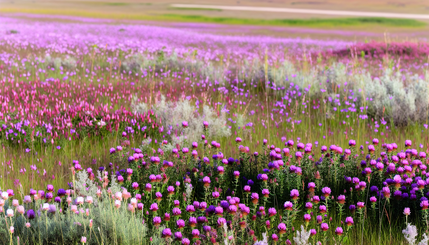 Colorful wildflowers in a prairie