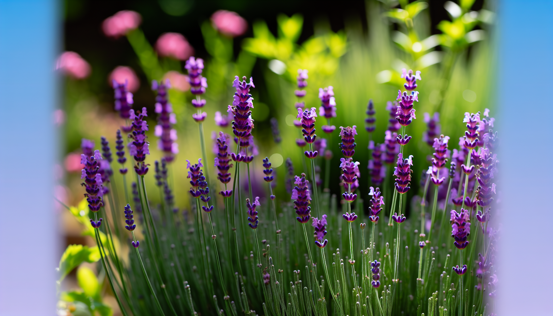 Beautiful lavender flowers in a cottage garden