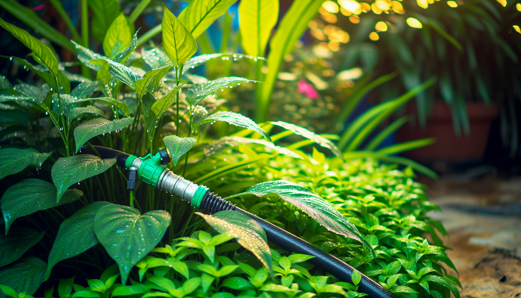 Automated watering system in a garden