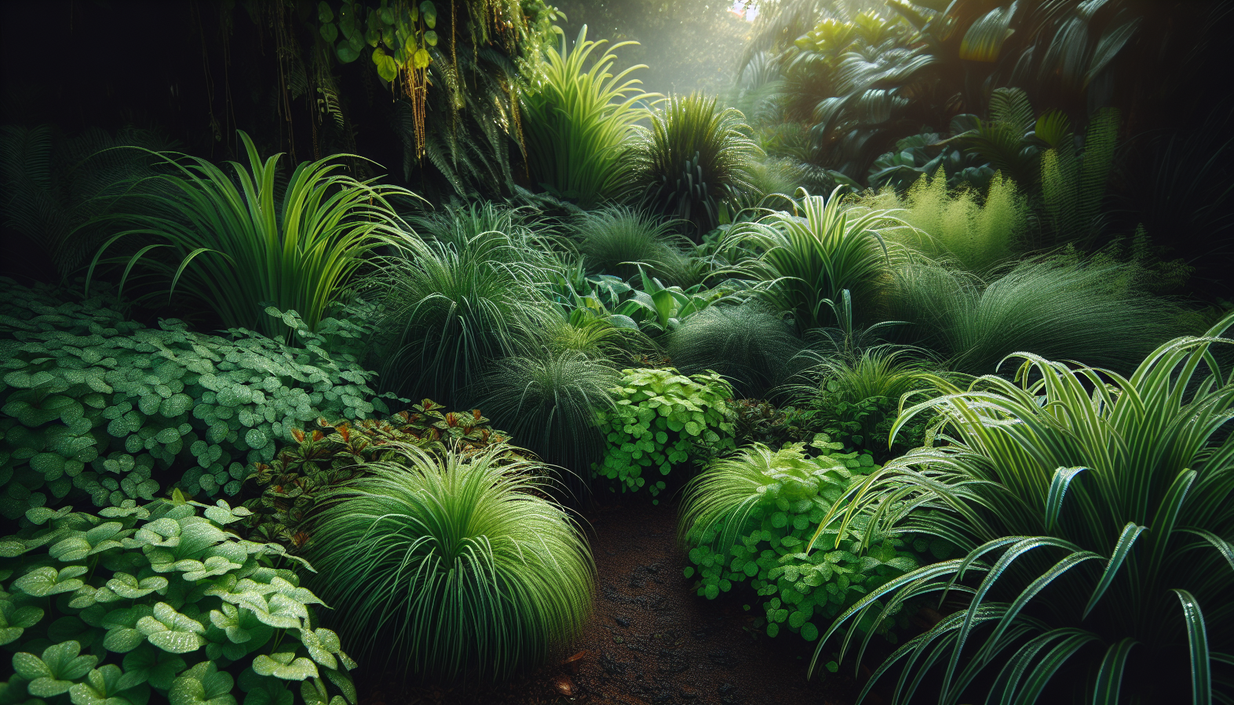 Ground cover plants in a garden