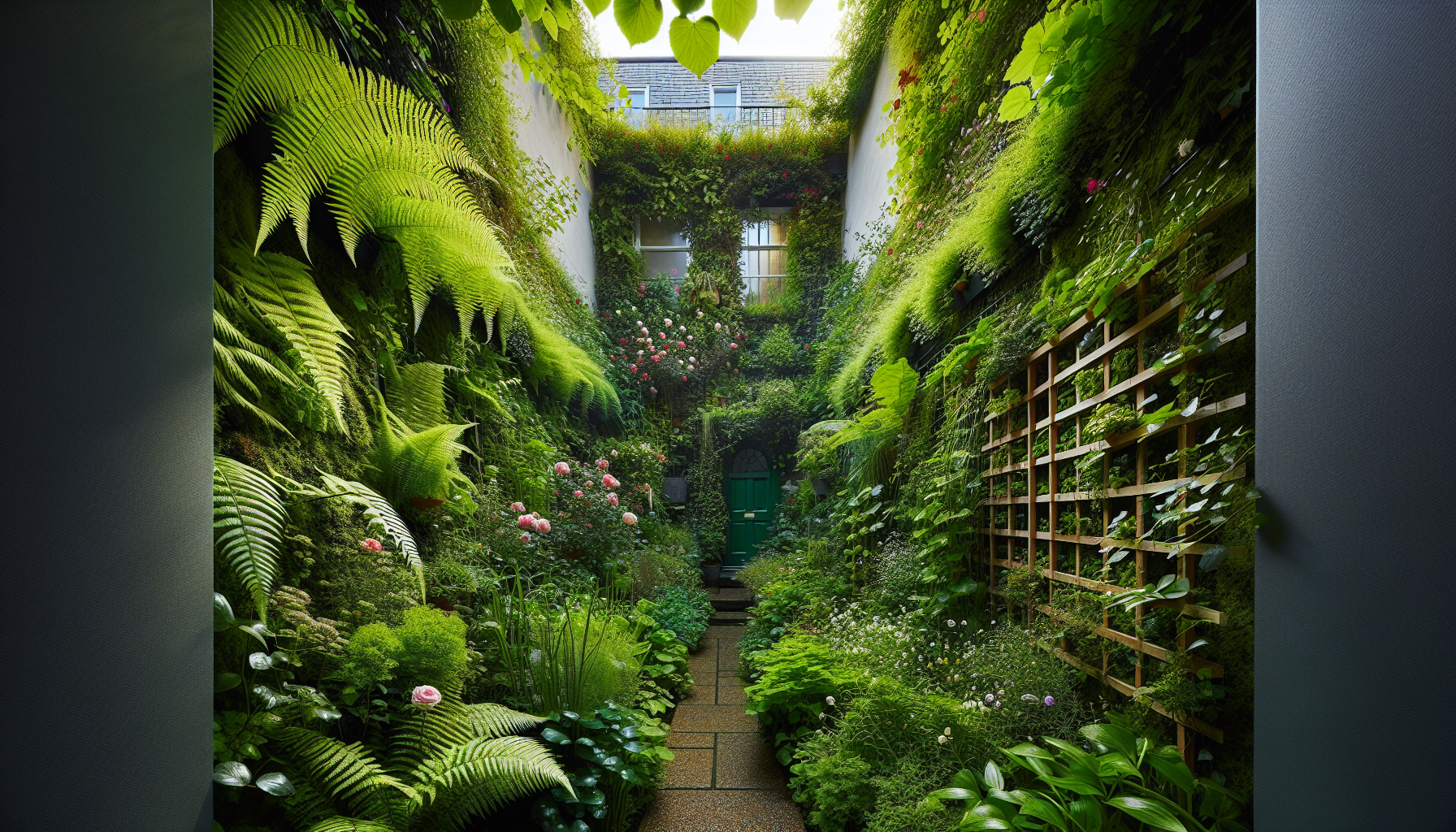 Vertical garden in a narrow side yard